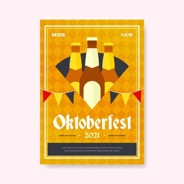 Flat design oktoberfest poster template