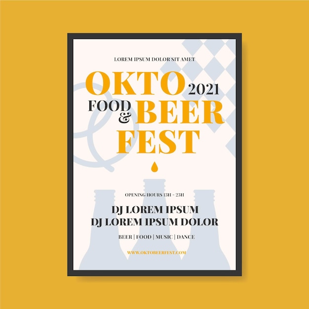 Flat design oktoberfest poster template