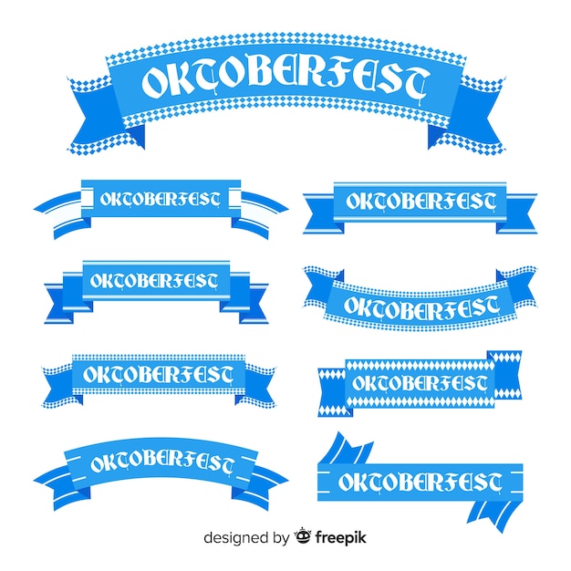 Free Vector flat design oktoberfest ribbon collection