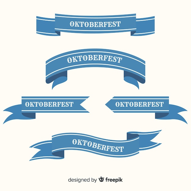 Free Vector flat design oktoberfest ribbon collection