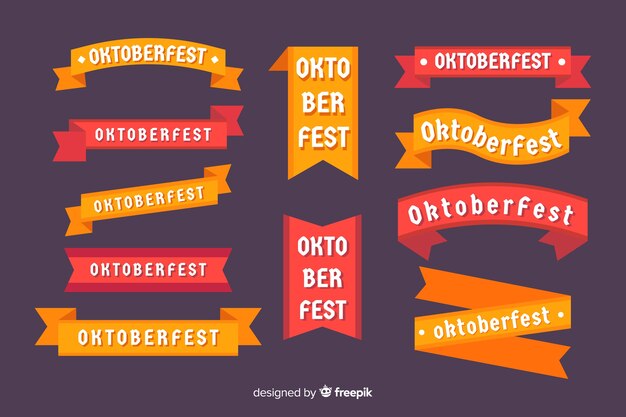 Flat design oktoberfest ribbon collection