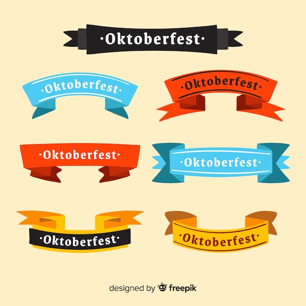 Flat design oktoberfest ribbon collection