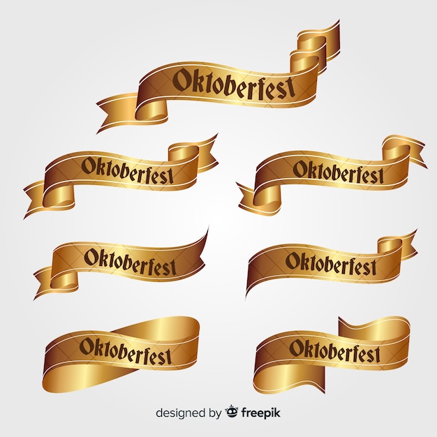 Free Vector flat design oktoberfest ribbon collection