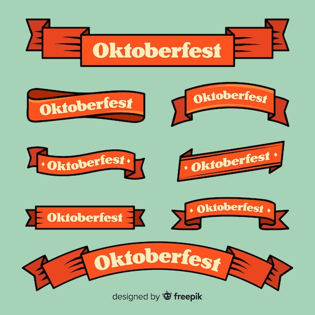 Flat design oktoberfest ribbon collection