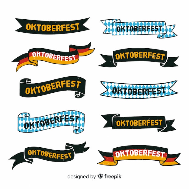 Flat design oktoberfest ribbons collection