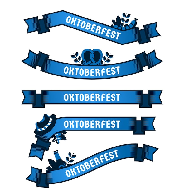 Flat design oktoberfest ribbons set