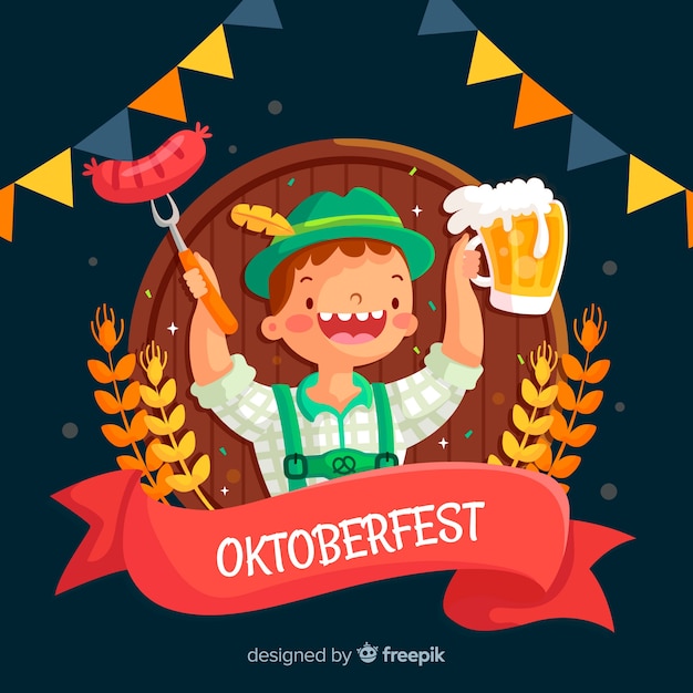 Flat design oktoberfest tirol with beer