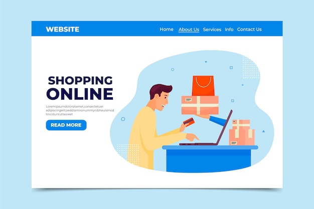 Flat design online shopping landing page theme