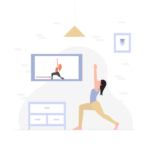 Flat design online yoga class concept