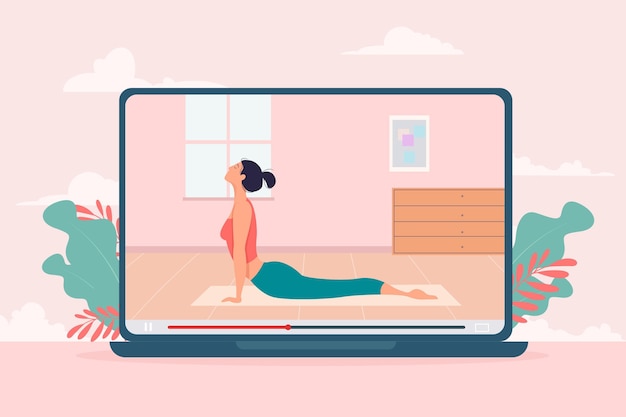 Free Vector flat design online yoga class concept