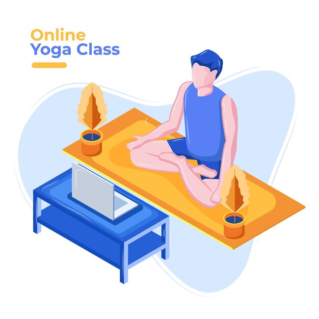 Flat design online yoga class concept