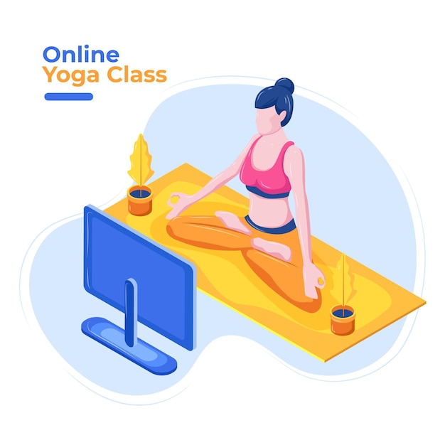 Flat design online yoga class concept