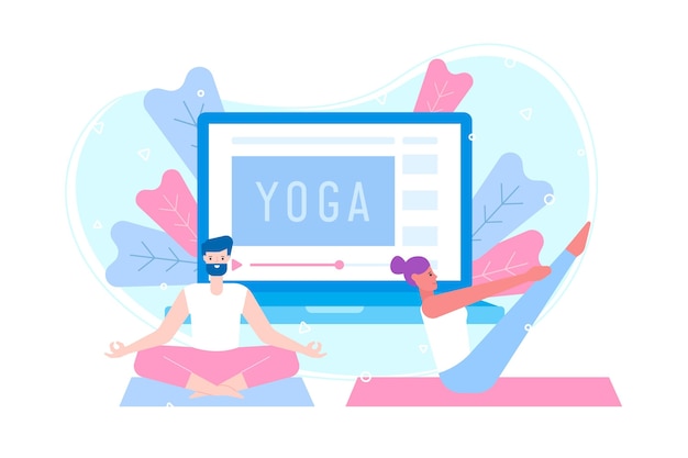 Free Vector flat design online yoga class