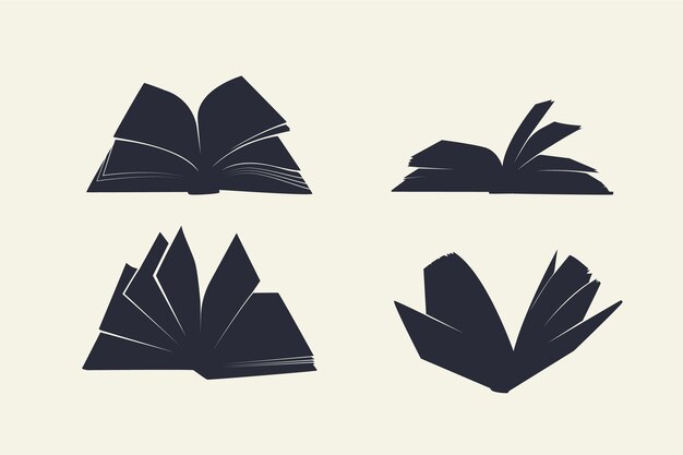 Flat design open book silhouette