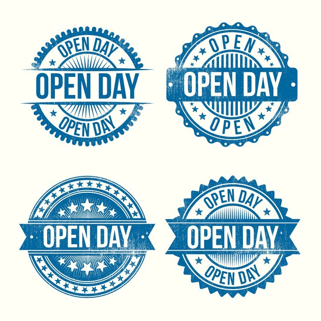 Flat design open day badges