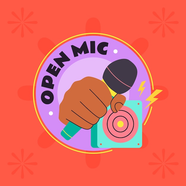 Free vector flat design open mic logo