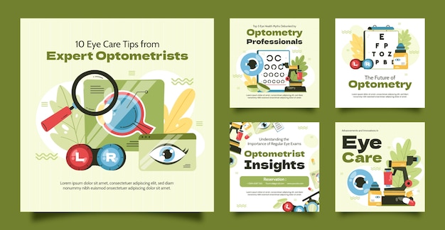 Free vector flat design optometrist  instagram posts