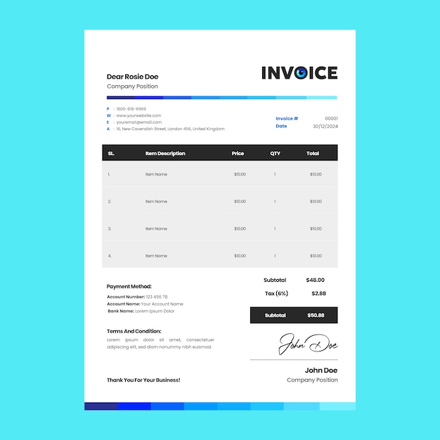 Free Vector flat design optometrist invoice