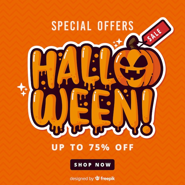 Flat design of orange halloween sale