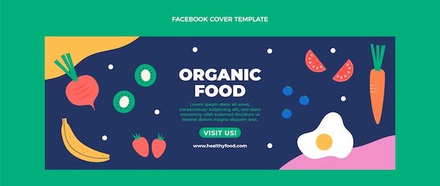 Flat design organic food facebook cover