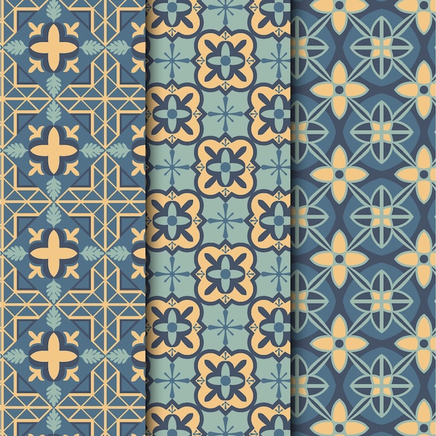 Flat design ornamental arabic pattern collection