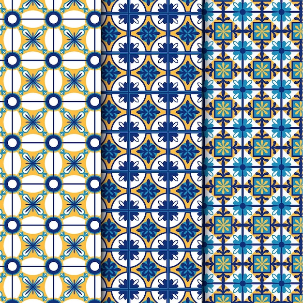 Flat design ornamental arabic pattern set