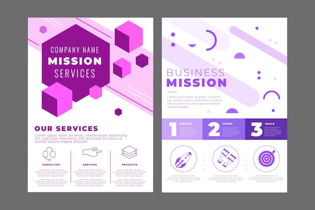 Flat design our mission flyers collection