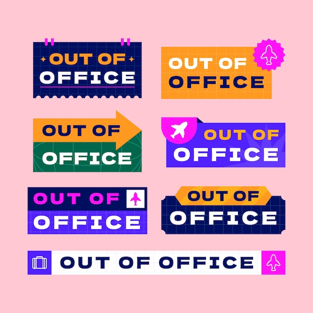 Free Vector flat design out of office badges