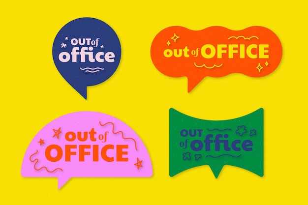 Flat design out of office labels