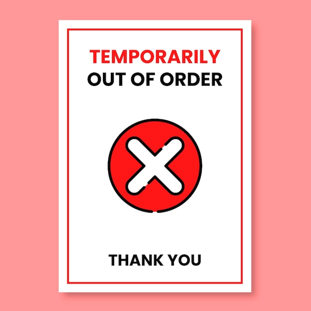 Flat design out of order sign template