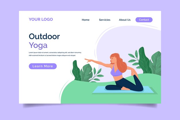 Flat design outdoor sport landing page template