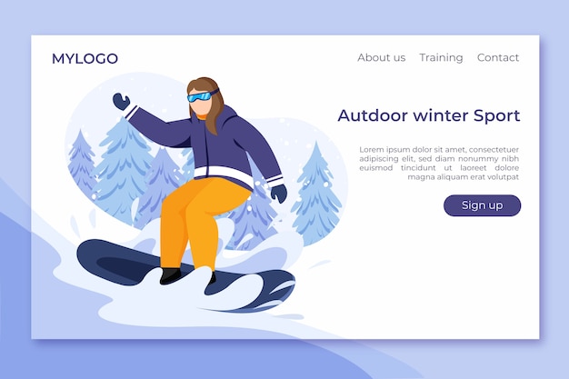 Flat design outdoor sport template landing page