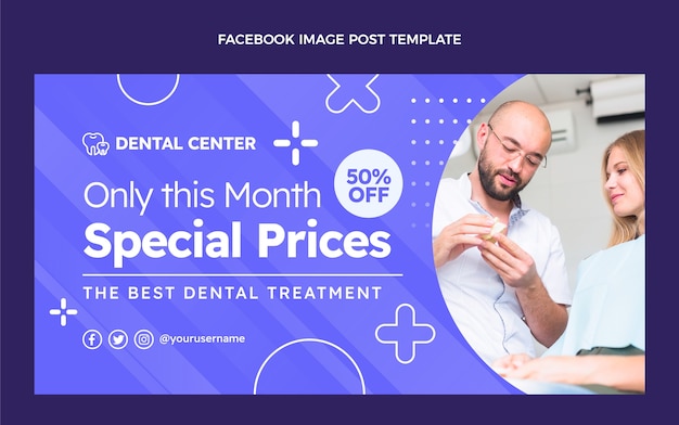 Flat design outline clinic facebook post