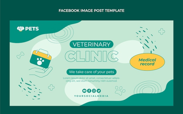 Free Vector flat design outline clinic facebook post