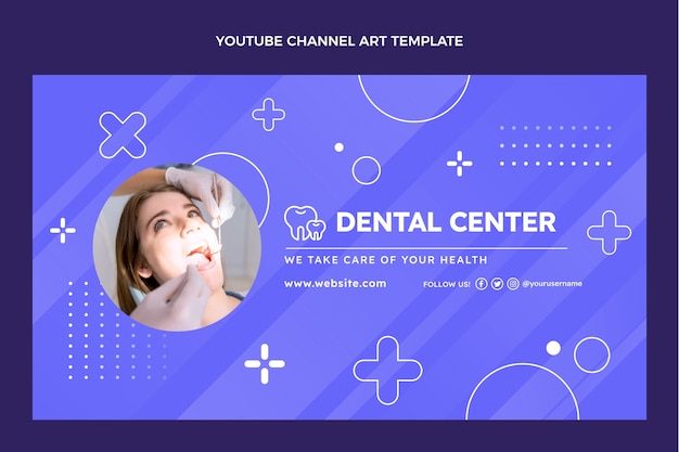 Free Vector flat design outline clinic youtube channel art