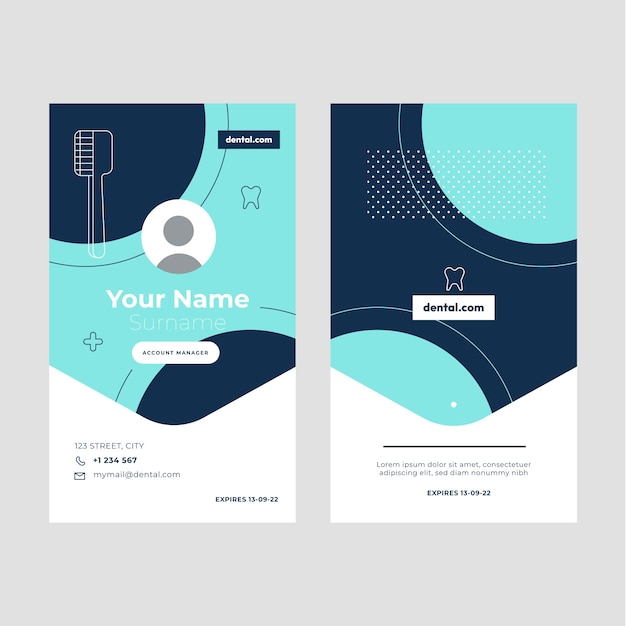 Free Vector flat design outline dental clinic id card