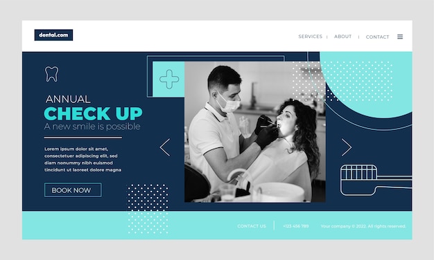 Flat design outline dental clinic landing page