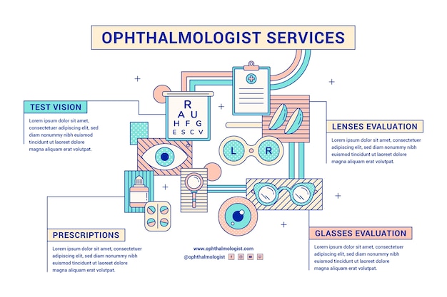 Free Vector flat design outline ophthalmologist infographic