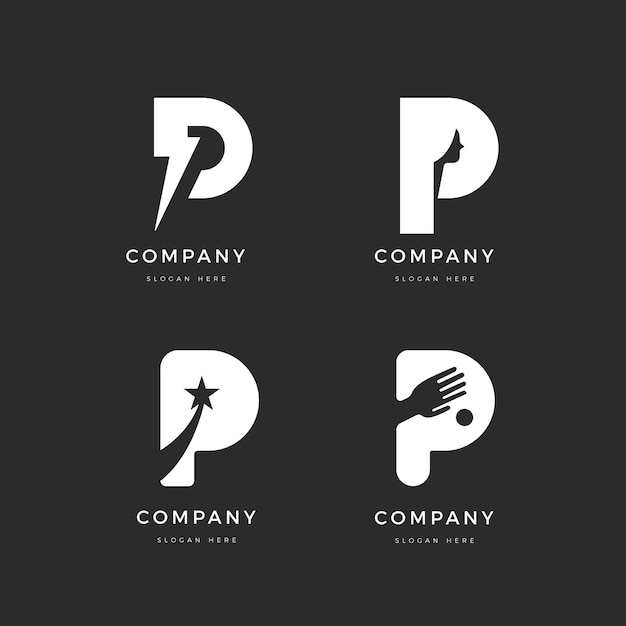 Free Vector flat design p logo template collection