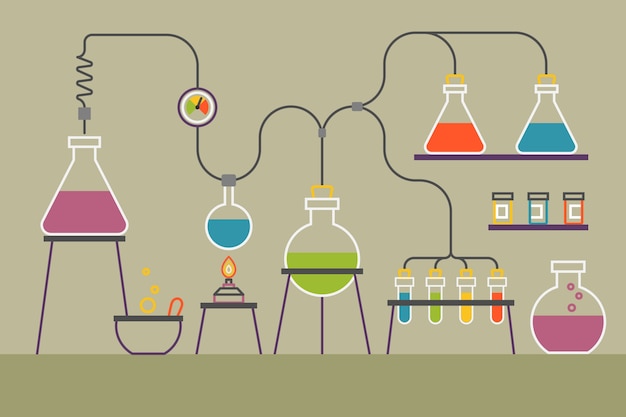 Flat design pack of science lab objects