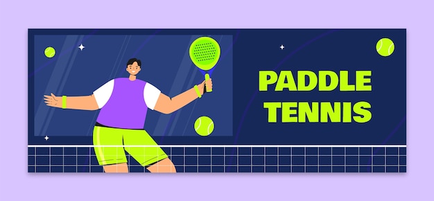 Flat design paddle tennis facebook cover