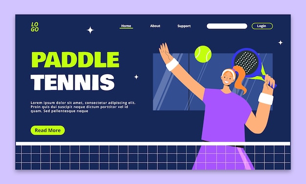 Flat design paddle tennis landing page