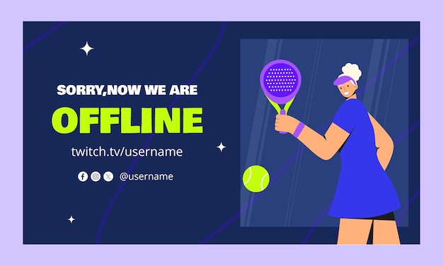 Flat design paddle tennis twitch background