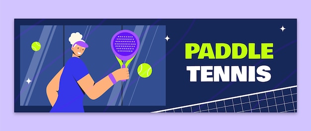 Flat design paddle tennis twitter header