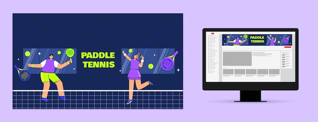 Flat design paddle tennis youtube channel art