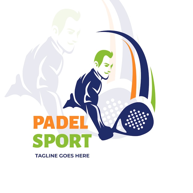 Flat design padel logo template