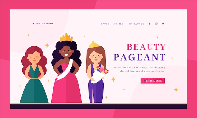 Flat design pageant landing page template