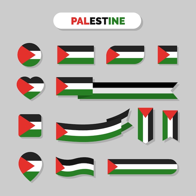 Free Vector flat design palestine national emblems