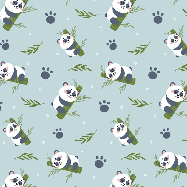 Free Vector flat design panda pattern design