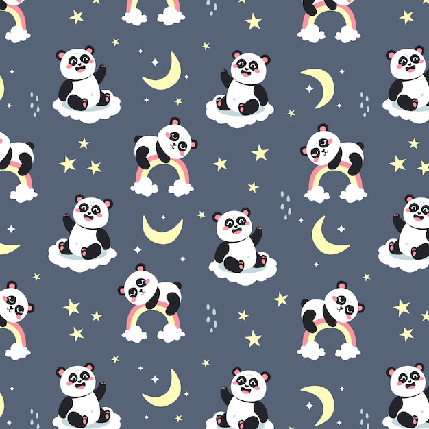 Free Vector flat design panda pattern design